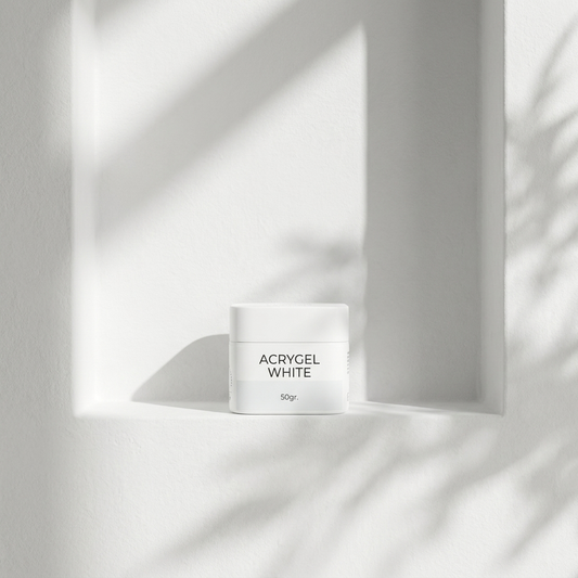 Acrygel White Grimory 50g in nicchia minimal bianca