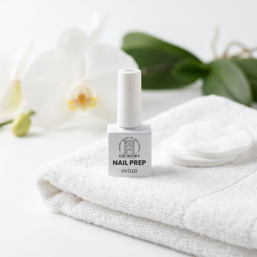Nail Prep Grimory su asciugamano spa bianco