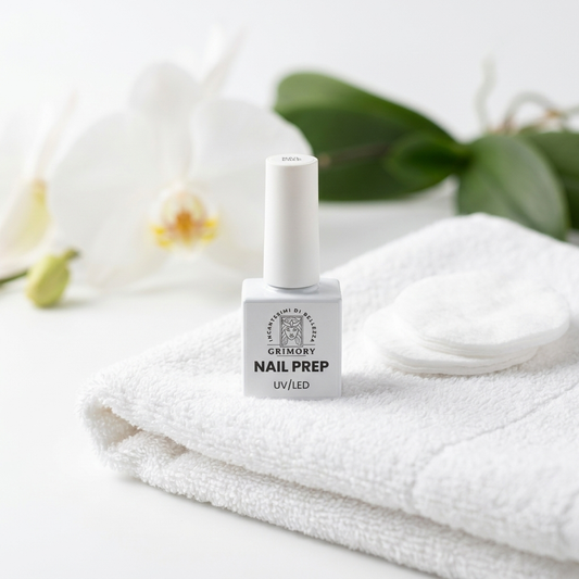 Nail Prep Grimory su asciugamano spa bianco