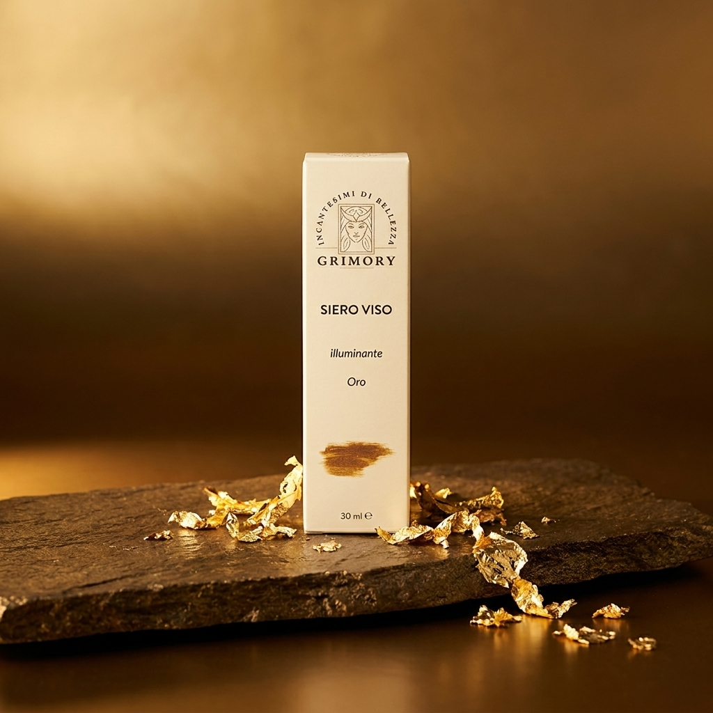 Siero Viso Oro Grimory su pietra bronzo con foglia oro