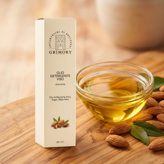Olio Detergente Viso Grimory su legno di mandorlo