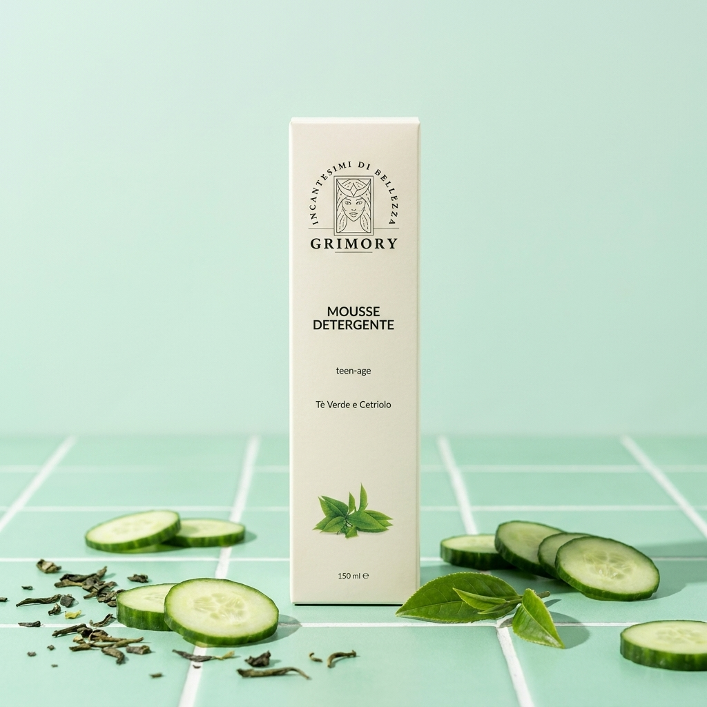 Mousse Detergente teen-age Grimory su piastrelle verde menta