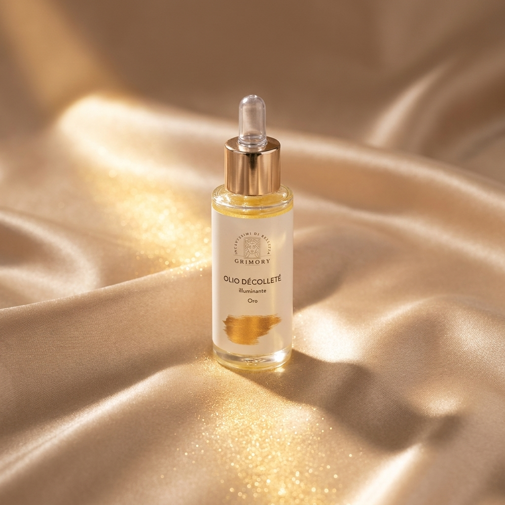 Olio Décolleté Oro Grimory su raso champagne